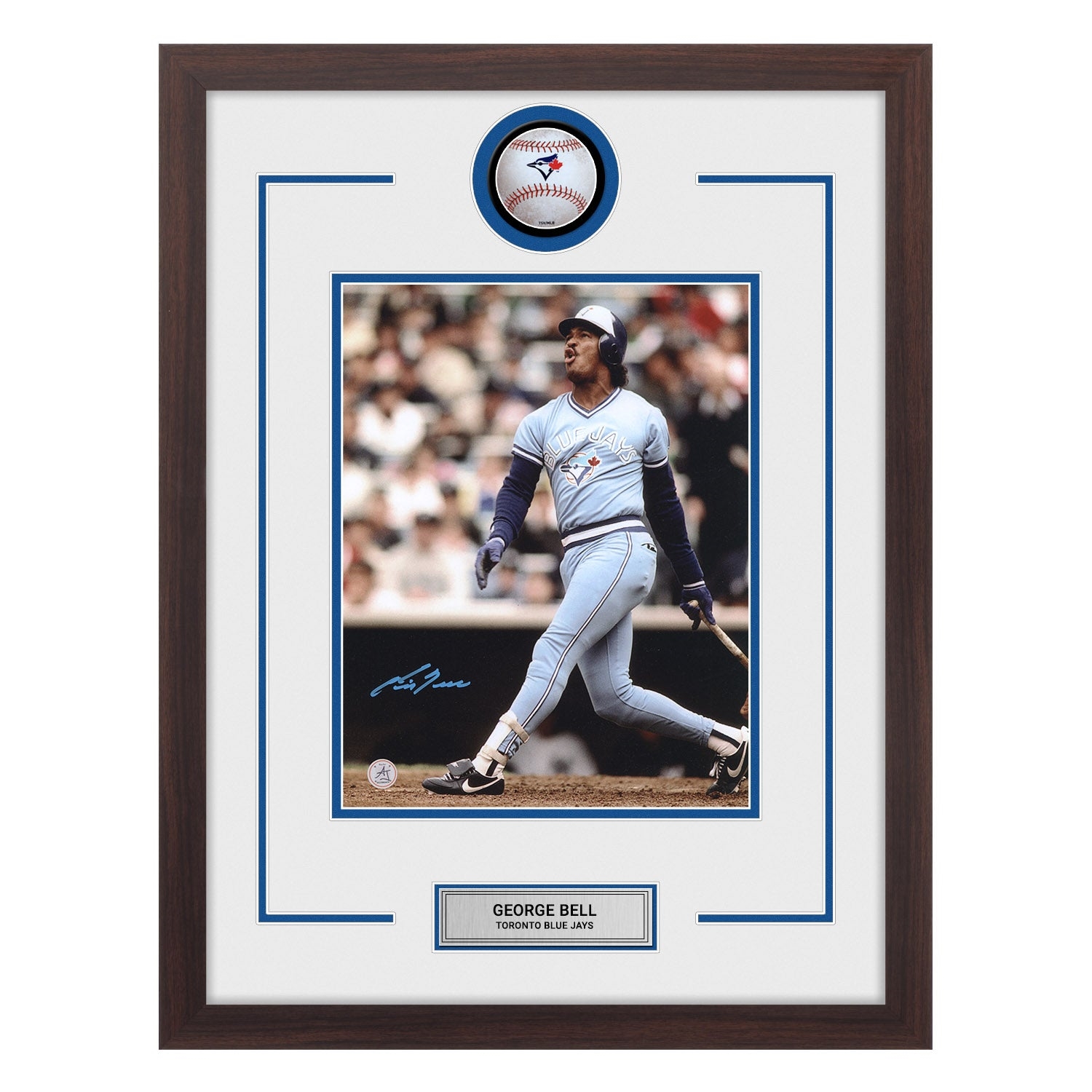 George Bell Autographed Toronto Blue Jays Baseball Logo 20x26 Frame