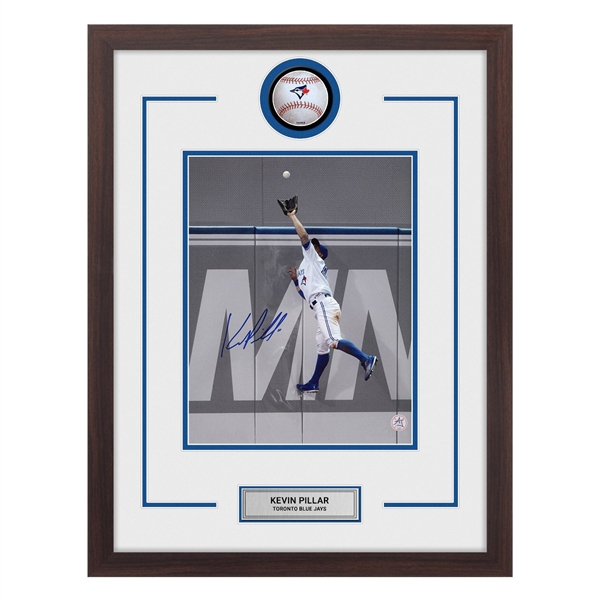 Kevin Pillar Autographed Toronto Blue Jays Baseball Logo 20x26 Frame