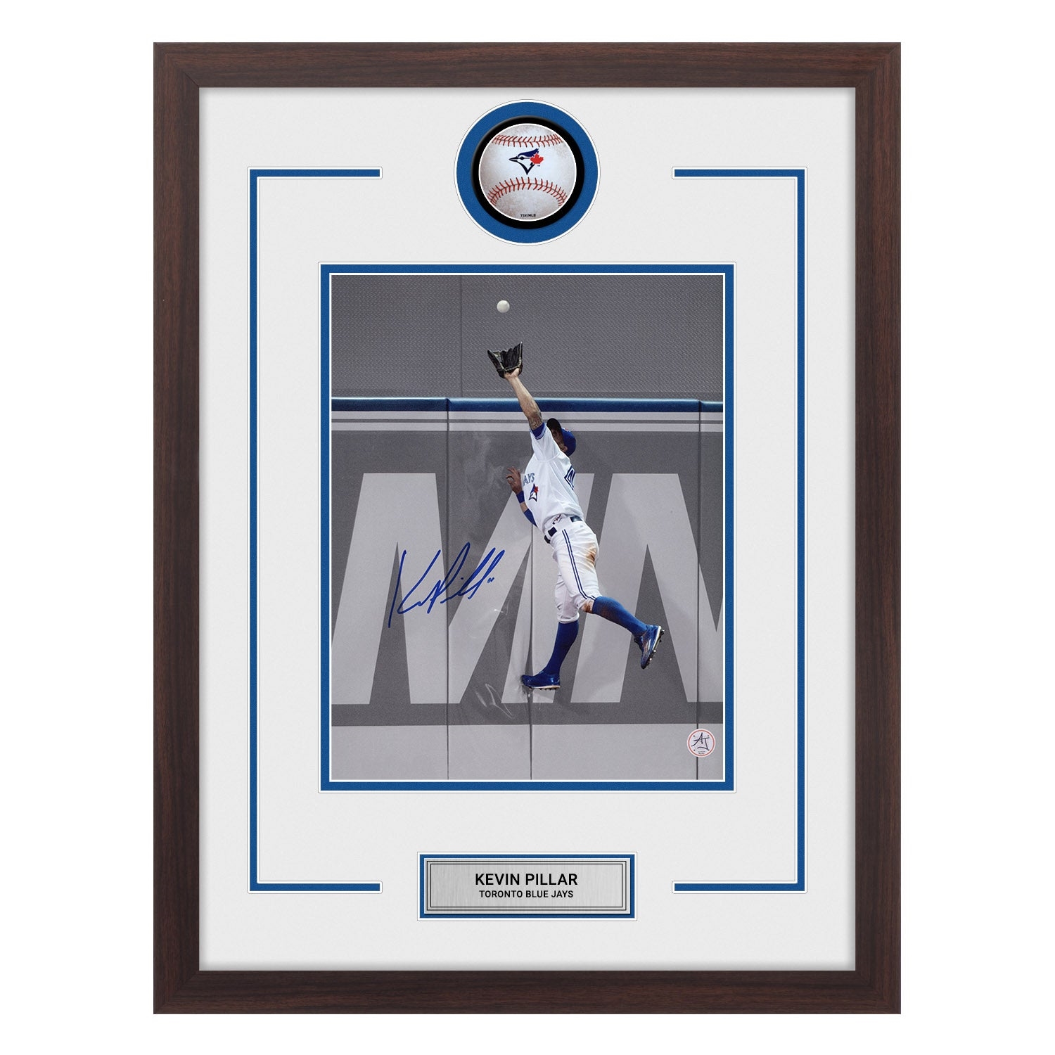 Kevin Pillar Autographed Toronto Blue Jays Baseball Logo 20x26 Frame