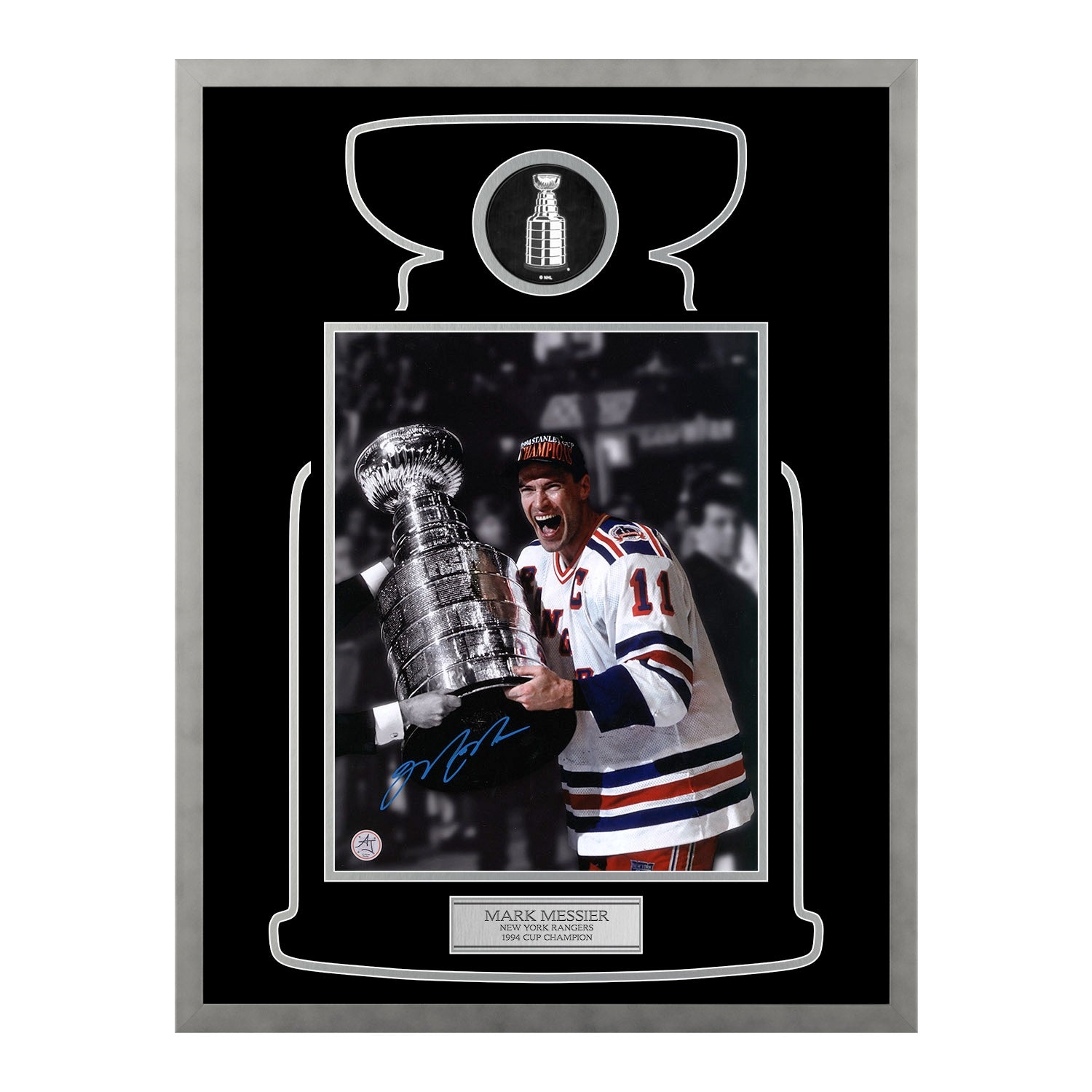 Mark Messier Autographed New York Rangers Cup Champion 22x26 Frame