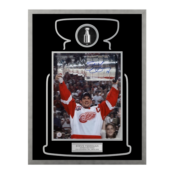 Steve Yzerman Autographed Detroit Red Wings Cup Champion 22x26 Frame