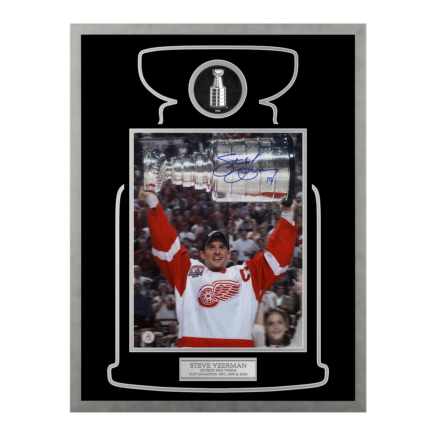 Steve Yzerman Autographed Detroit Red Wings Cup Champion 22x26 Frame