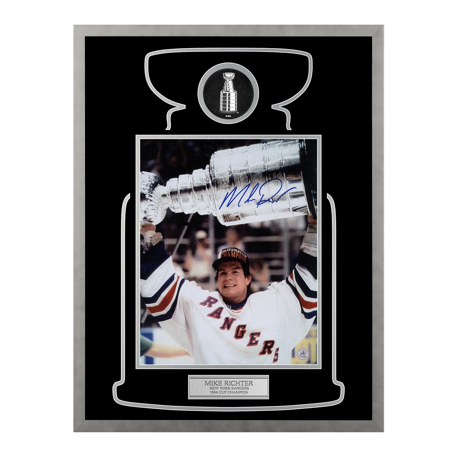 Mike Richter Autographed New York Rangers Cup Champion 22x26 Frame