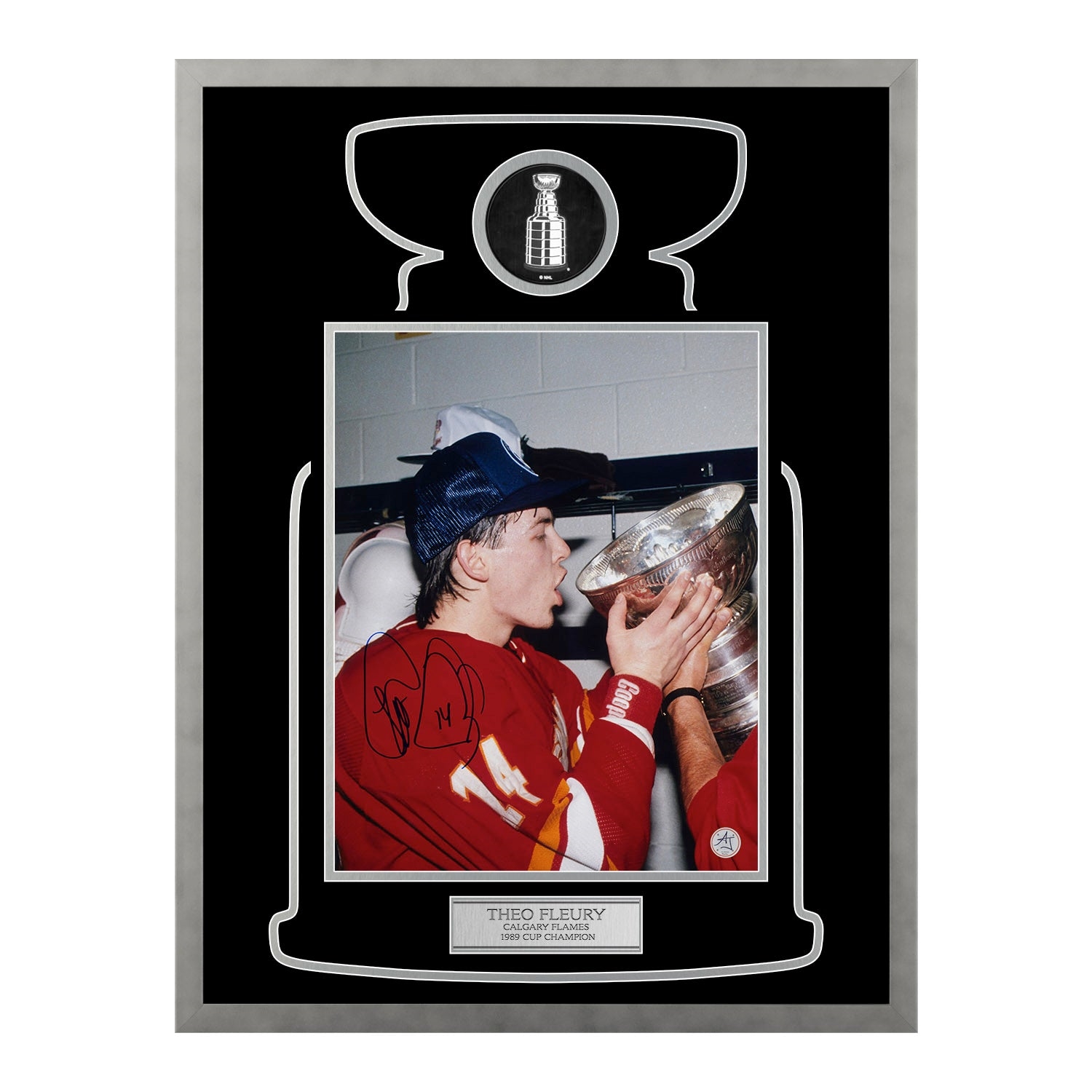 Theo Fleury Signed Calgary Flames Cup Champion 22x26 Frame