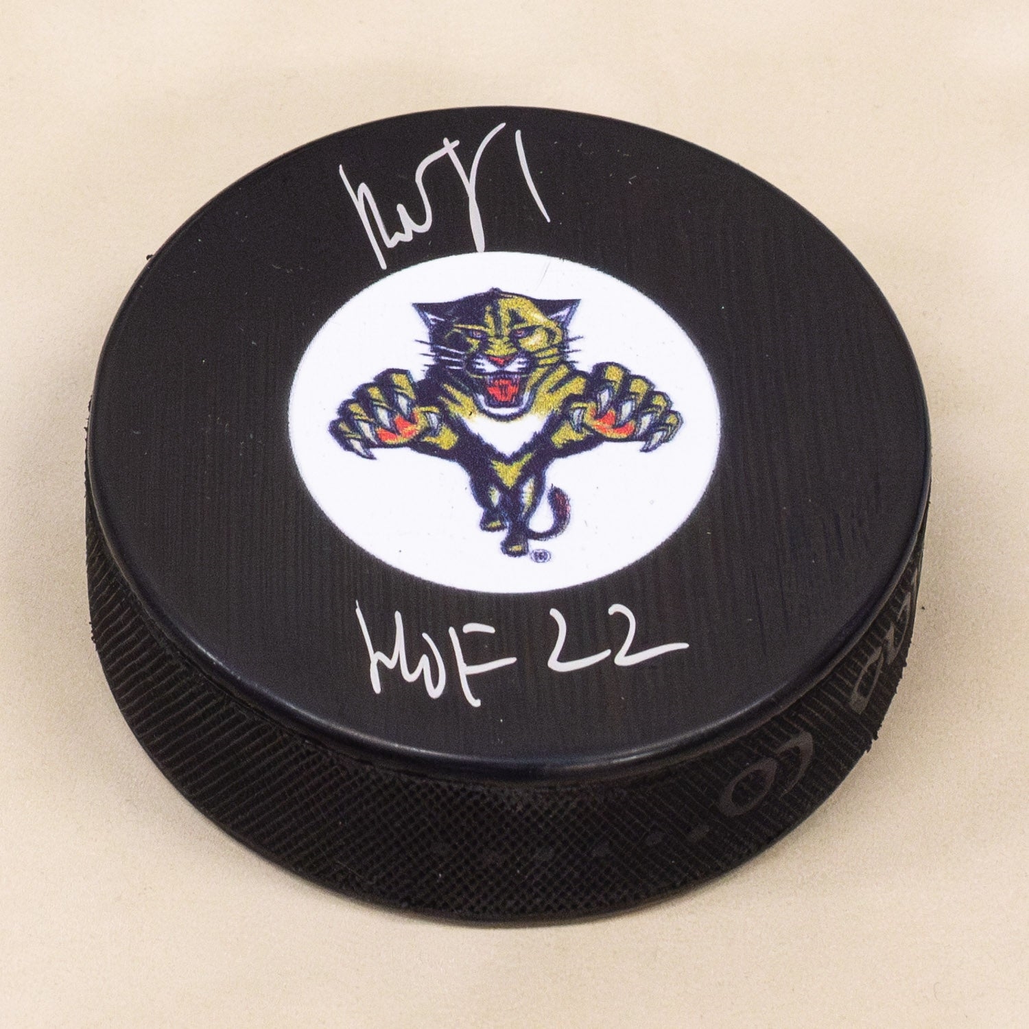 Roberto Luongo Autographed Florida Panthers Retro Logo Puck with HOF Note
