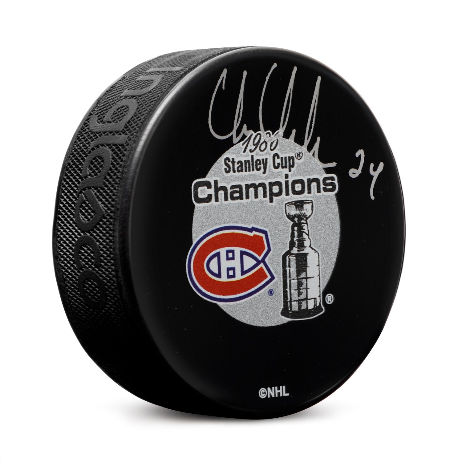Chris Chelios Autographed Montreal Canadiens 1986 Stanley Cup Puck