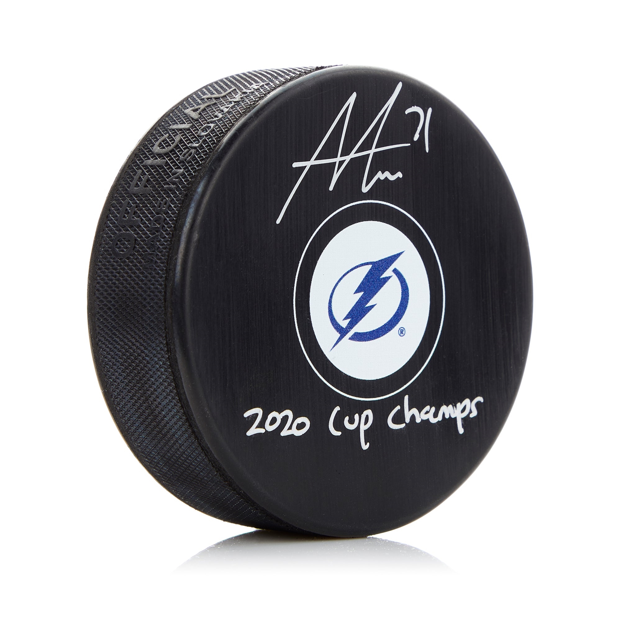 Anthony Cirelli Signed Tampa Bay Lightning Hockey Puck with Cup Note