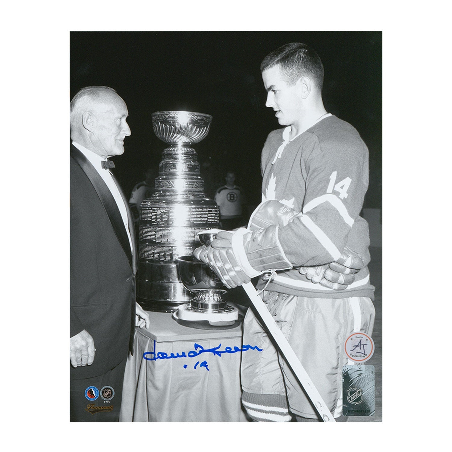 Dave Keon Signed Toronto Maple Leafs Black & White Stanley Cup 8x10 Photo
