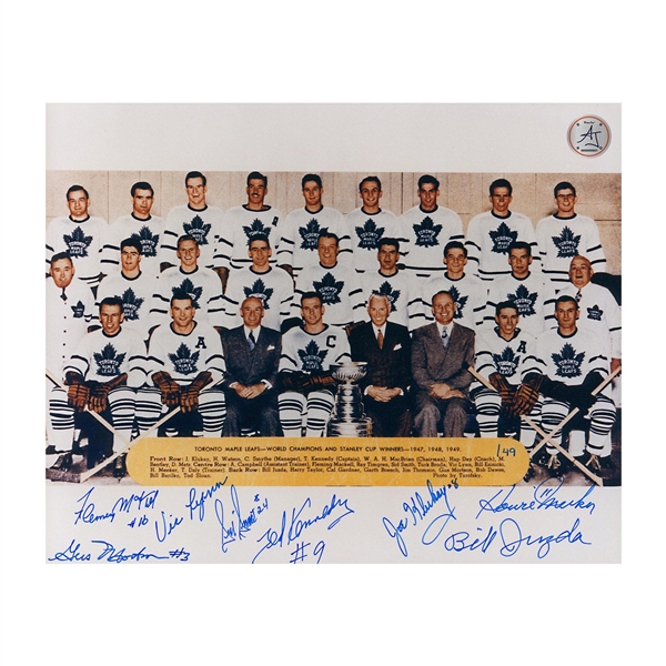 1949 Toronto Maple Leafs Stanley Cup Team Signed 8x10 Photo: 8 Autographs #/49