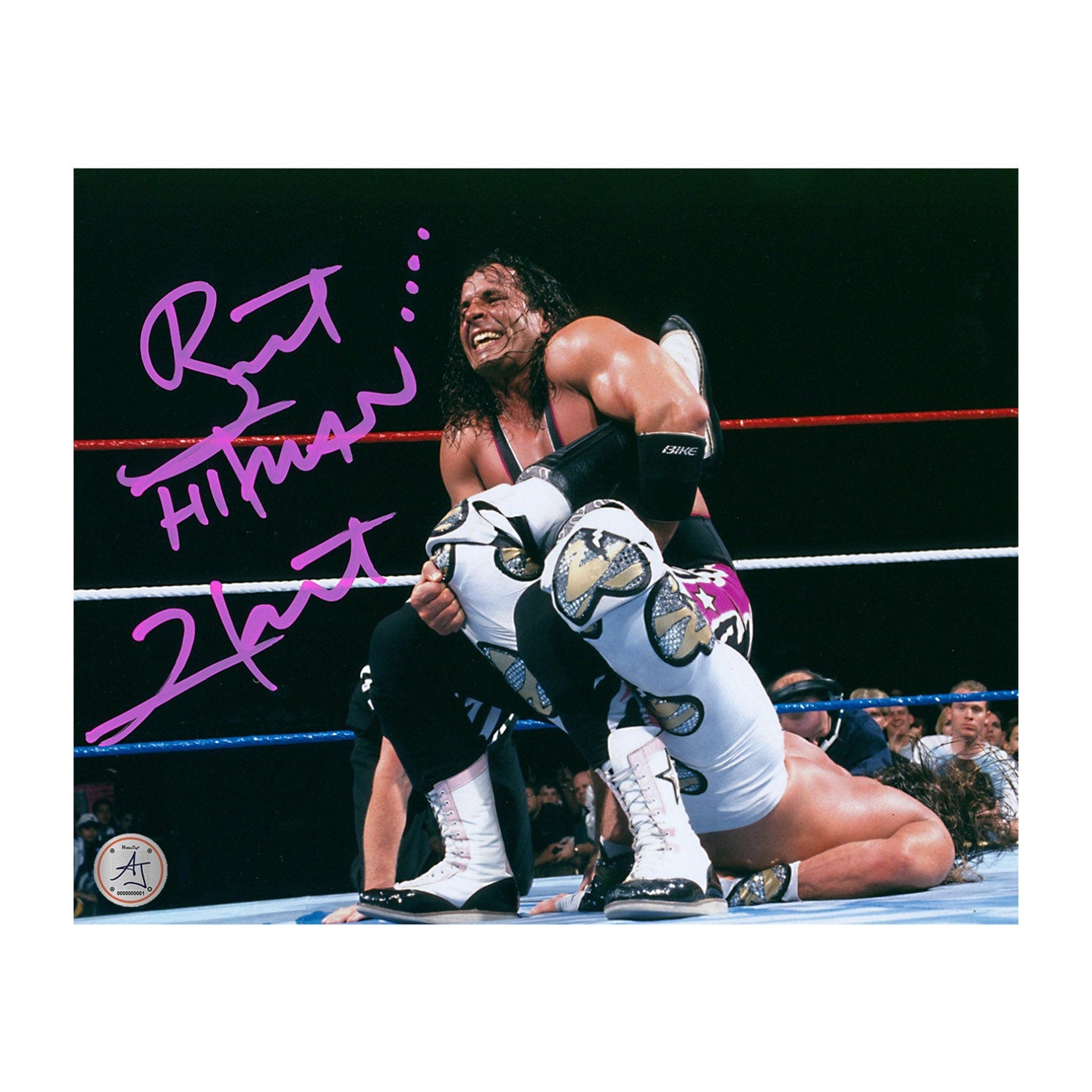 Bret Hitman Hart Autographed Sharpshooter Wrestling 8x10 Photo