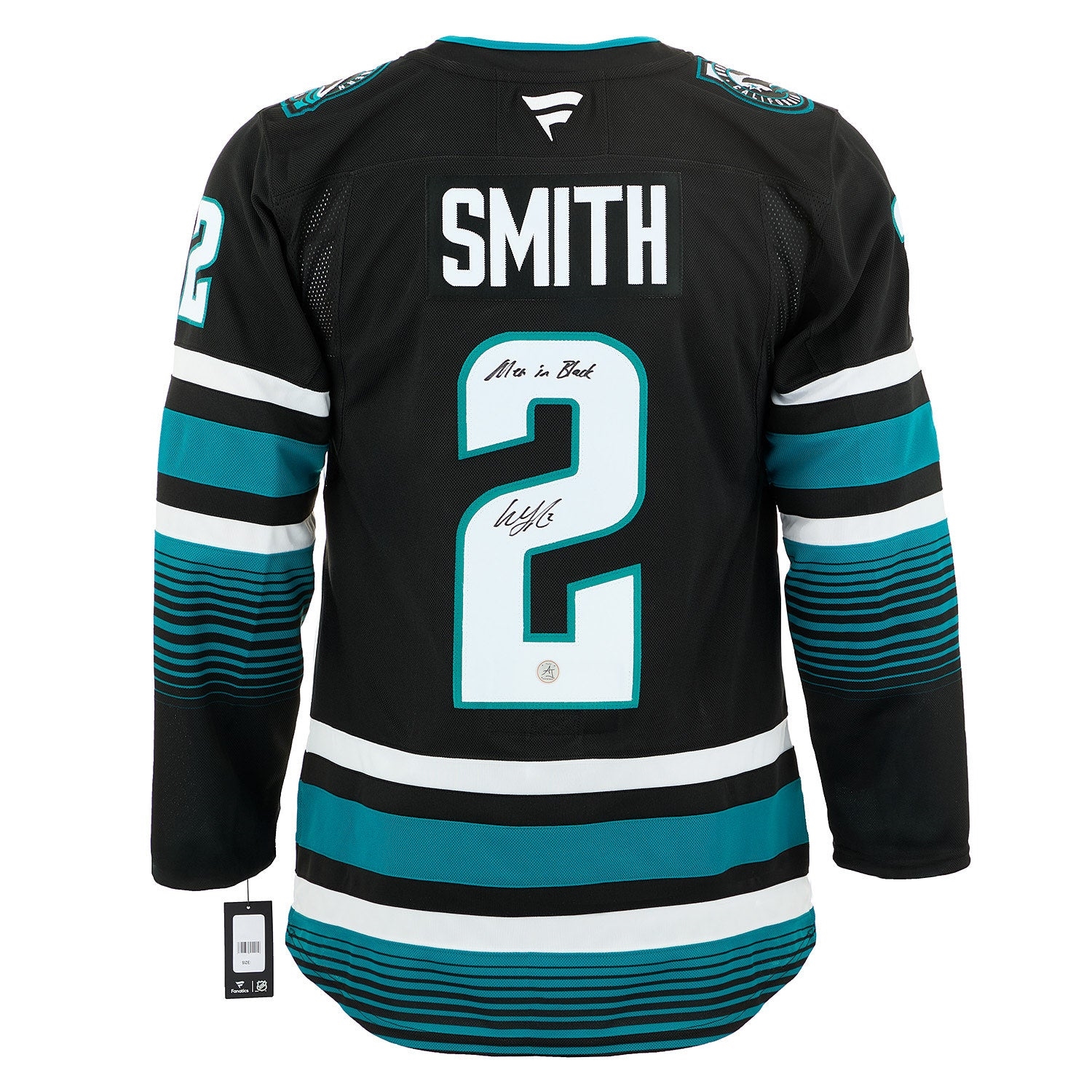 Will Smith Signed San Jose Sharks Black Fanatics Jersey with Men in Black Note