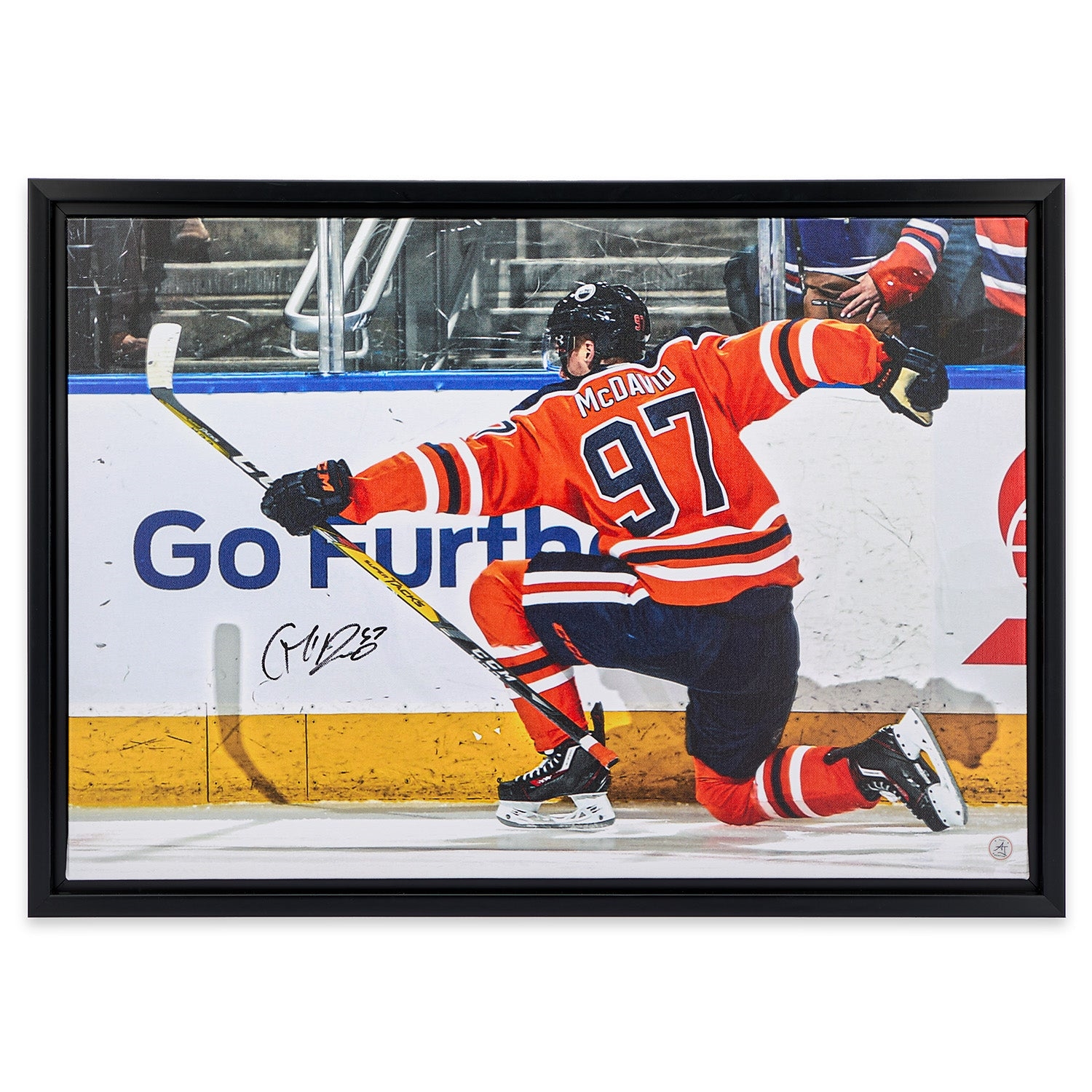 Connor McDavid Signed Edmonton Oilers Goal Celebration 23x32 Art Canvas