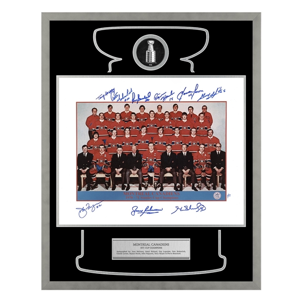 Montreal Canadiens 9 Player Team Signed 1971 Cup Champions 24x30 Frame #1/17
