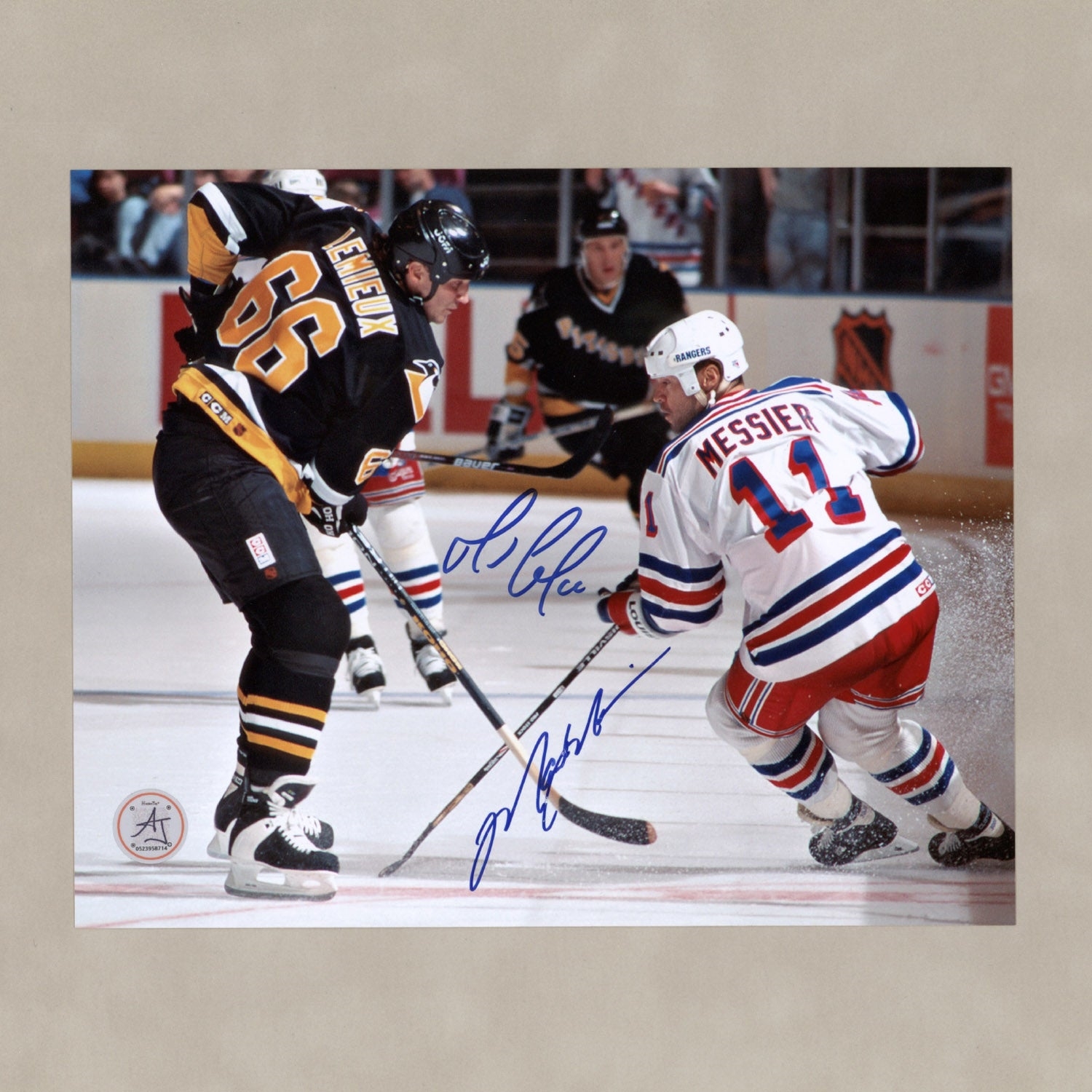 Mario Lemieux & Mark Messier Dual Signed Hockey Legends 8x10 Photo