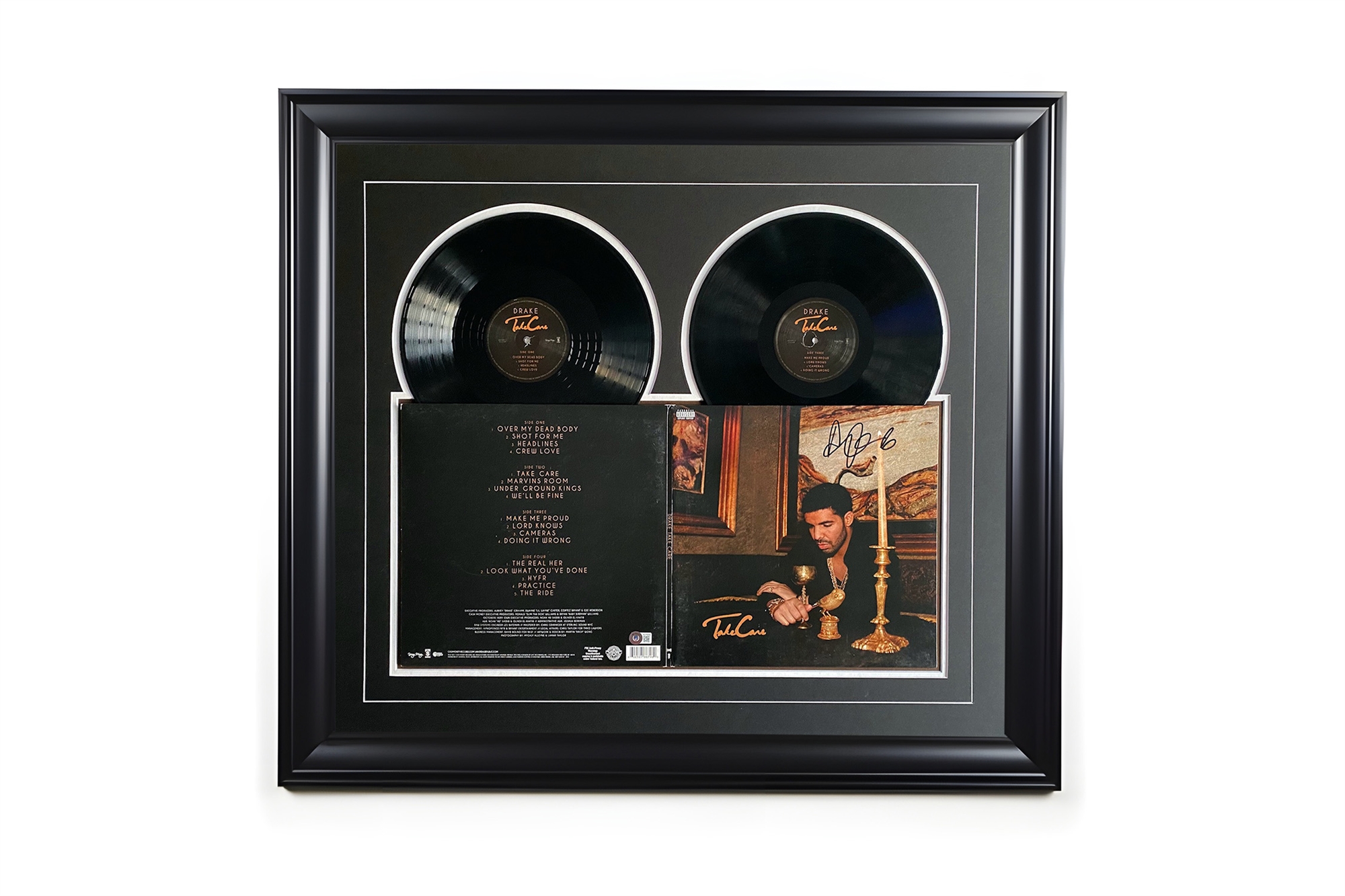 Drake Signed Take Care Record Album 37x33 Display Frame (Beckett)
