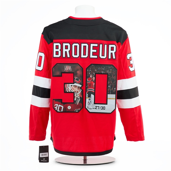 Martin Brodeur Signed New Jersey Devils Goalie Art Jersey #27/30