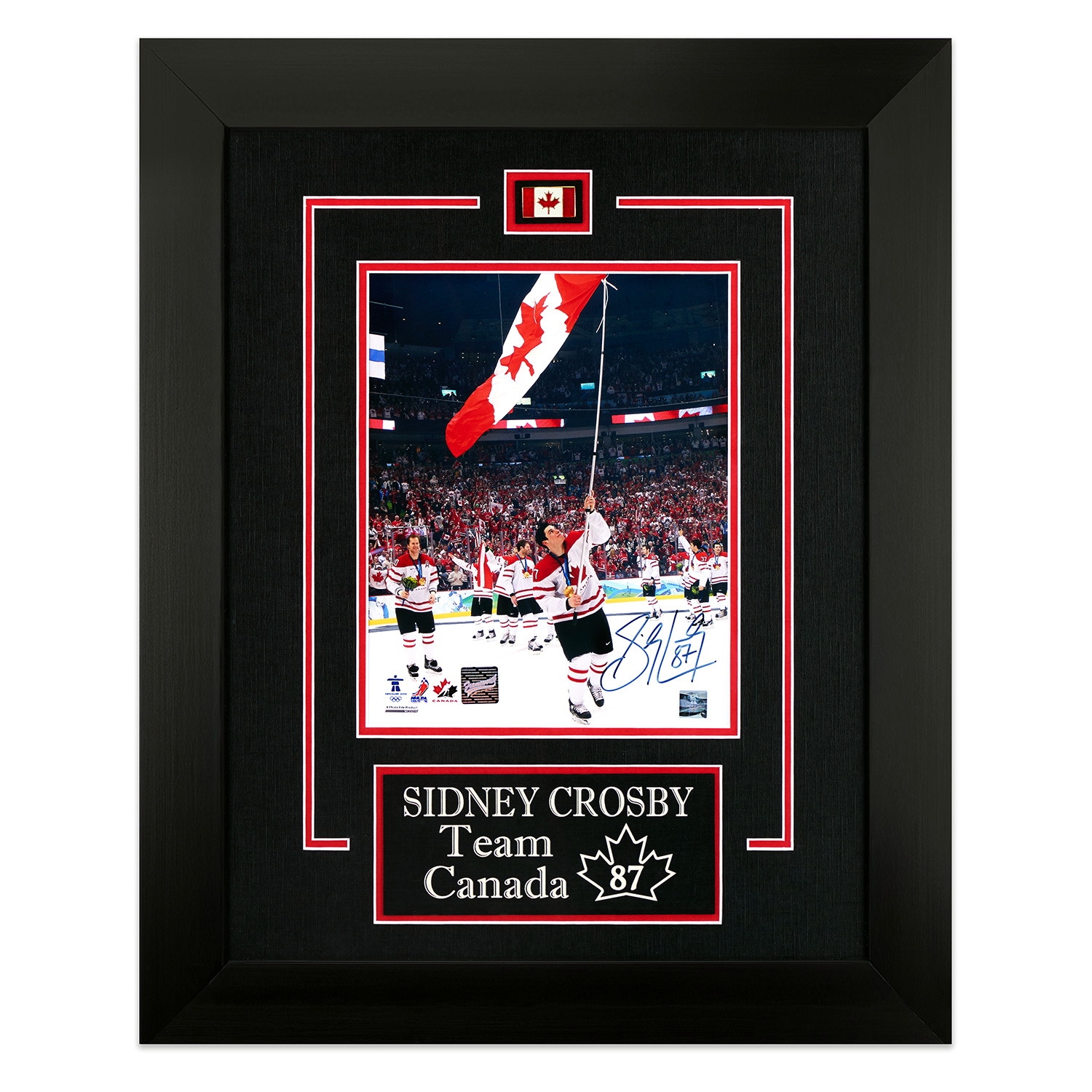 Sidney Crosby Team Canada Signed 2010 Olympics 17x21 Framed Display