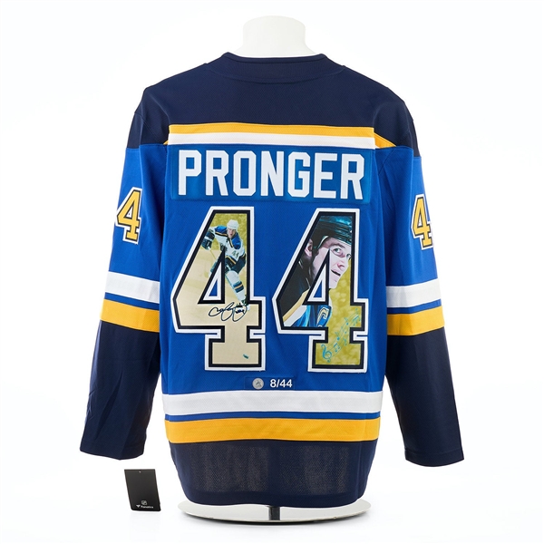 Chris Pronger Signed St Louis Blues Hockey Star Art Jersey #8/44