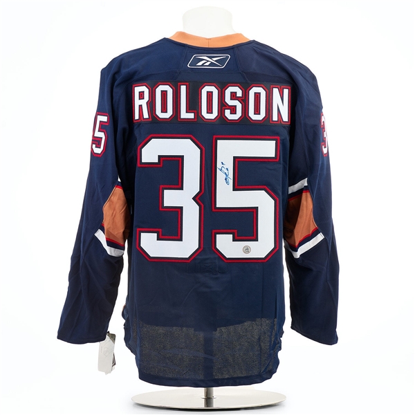Dwayne Roloson Signed Edmonton Oilers 2006 Cup Finals Vintage Reebok Edge Jersey