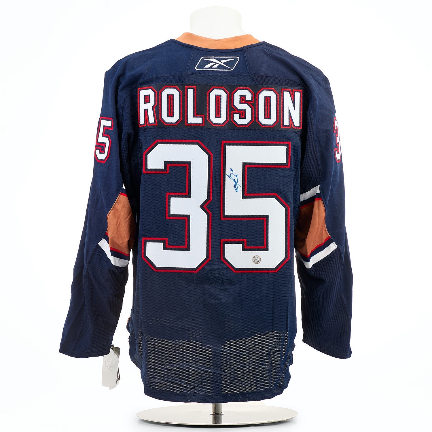 Dwayne Roloson Signed Edmonton Oilers 2006 Cup Finals Vintage Reebok Edge Jersey