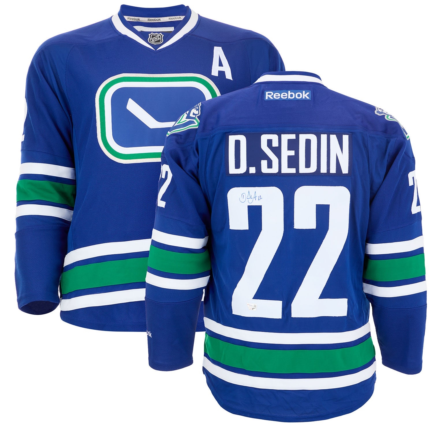 Daniel Sedin Signed Vancouver Canucks Alternate Rink Logo Vintage Reebok Jersey