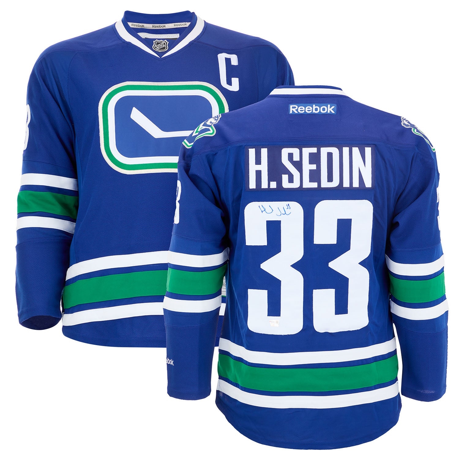 Henrik Sedin Signed Vancouver Canucks Alternate Rink Logo Vintage Reebok Jersey