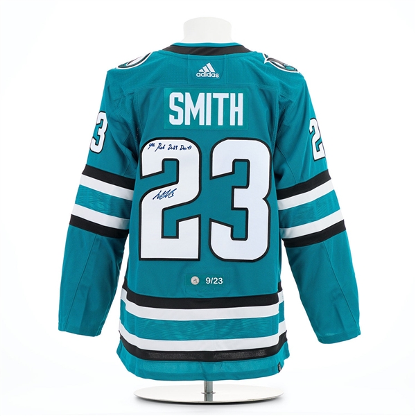 Will Smith San Jose Sharks Signed Draft Day adidas Jersey #9/23