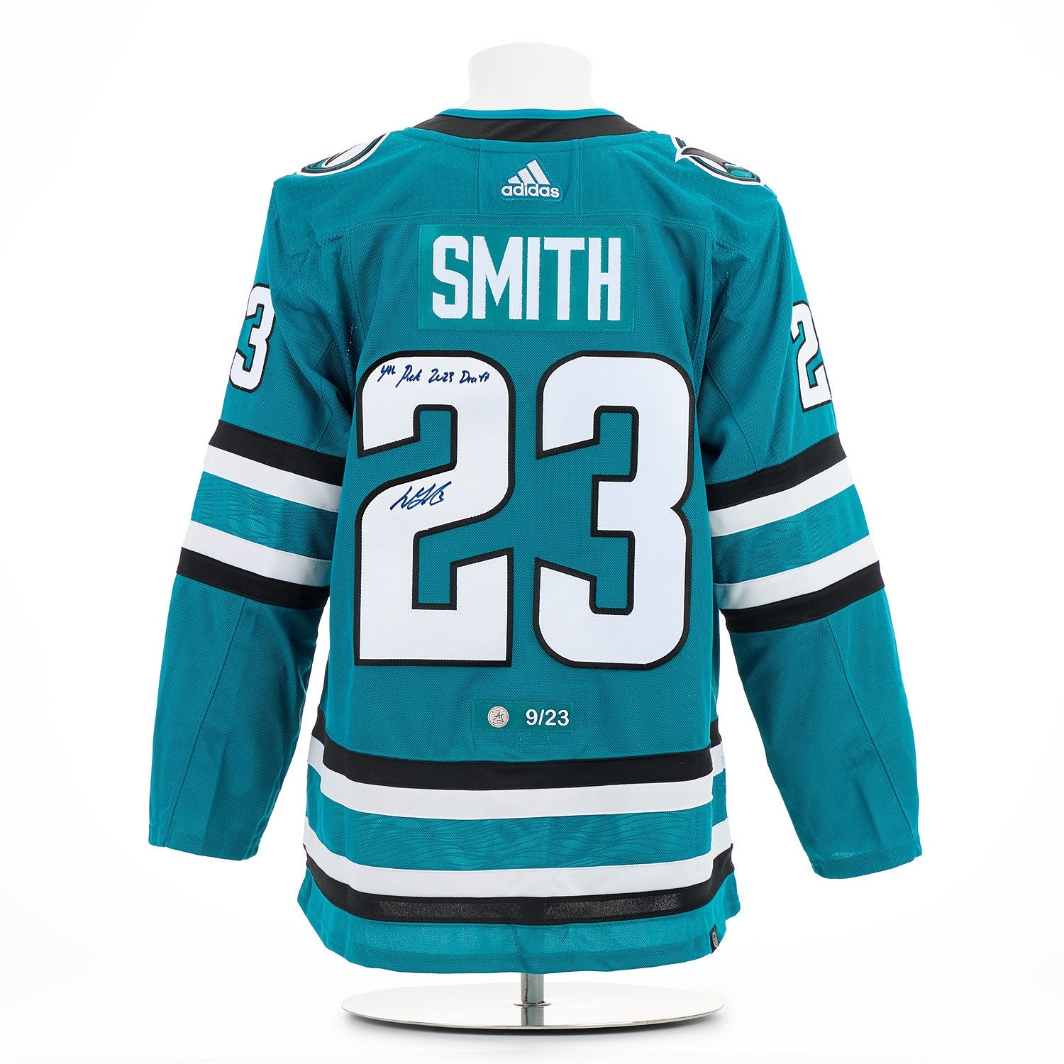 Will Smith San Jose Sharks Signed Draft Day adidas Jersey #9/23