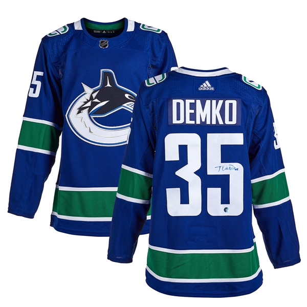 Thatcher Demko Autographed Vancouver Canucks Blue adidas Jersey