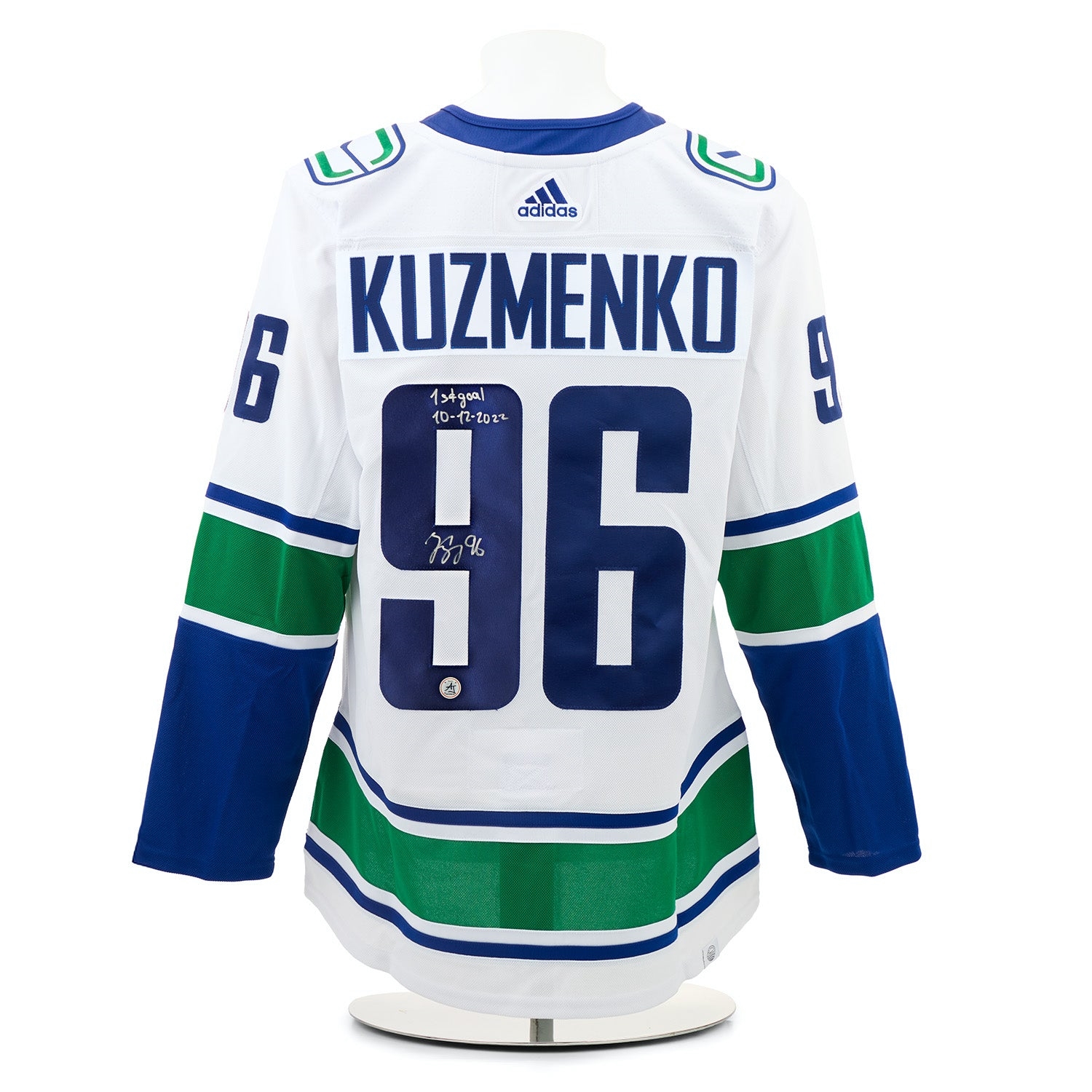 Andrei Kuzmenko Vancouver Canucks Signed & Dated 1st Goal adidas Jersey