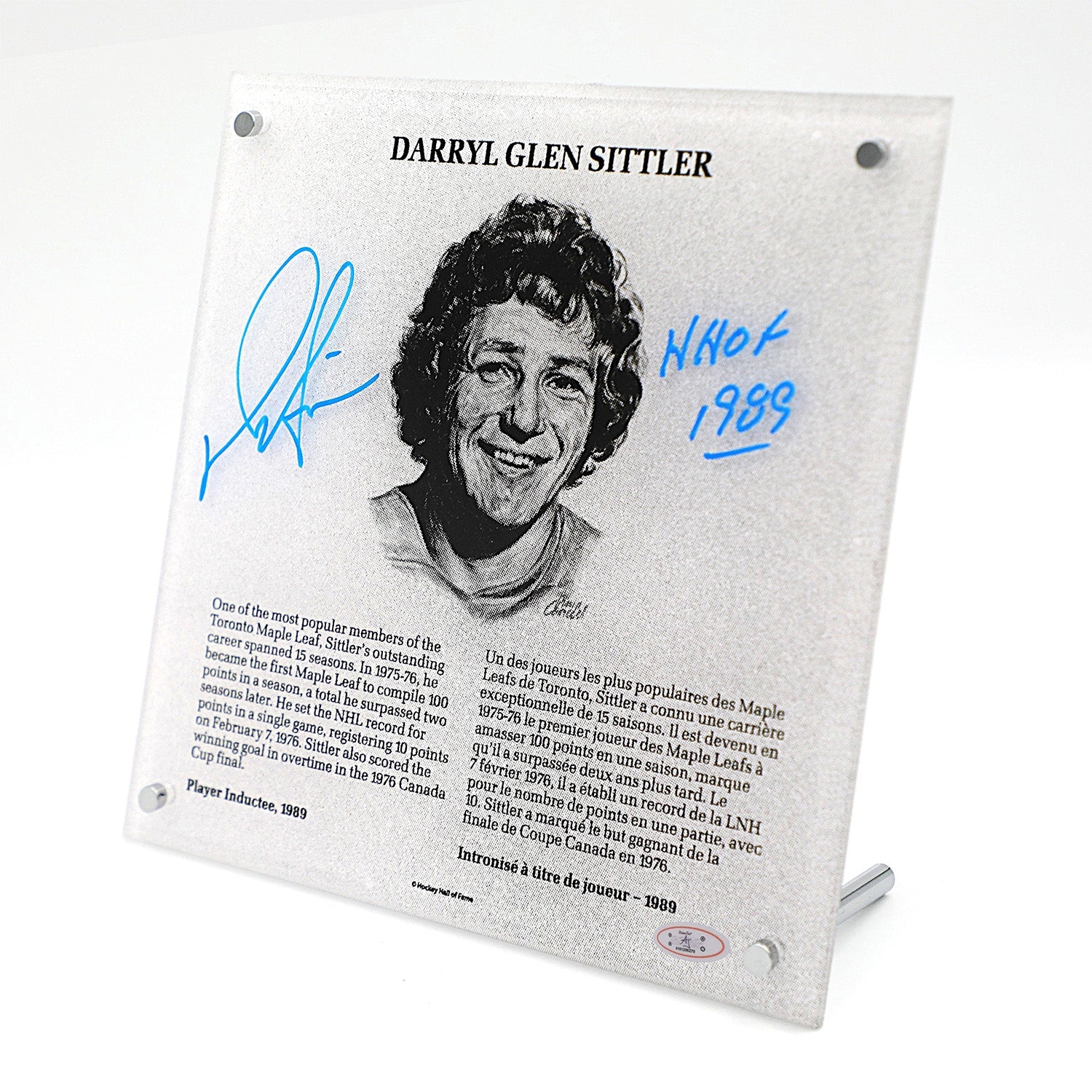 Darryl Sittler Autographed Replica Hockey Hall of Fame Plaque