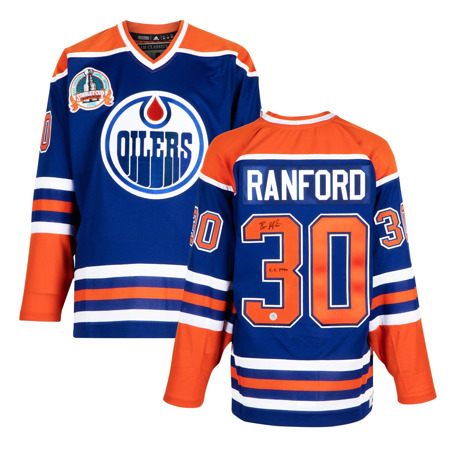 Bill Ranford Signed Edmonton Oilers 1990 Stanley Cup Classic adidas Jersey