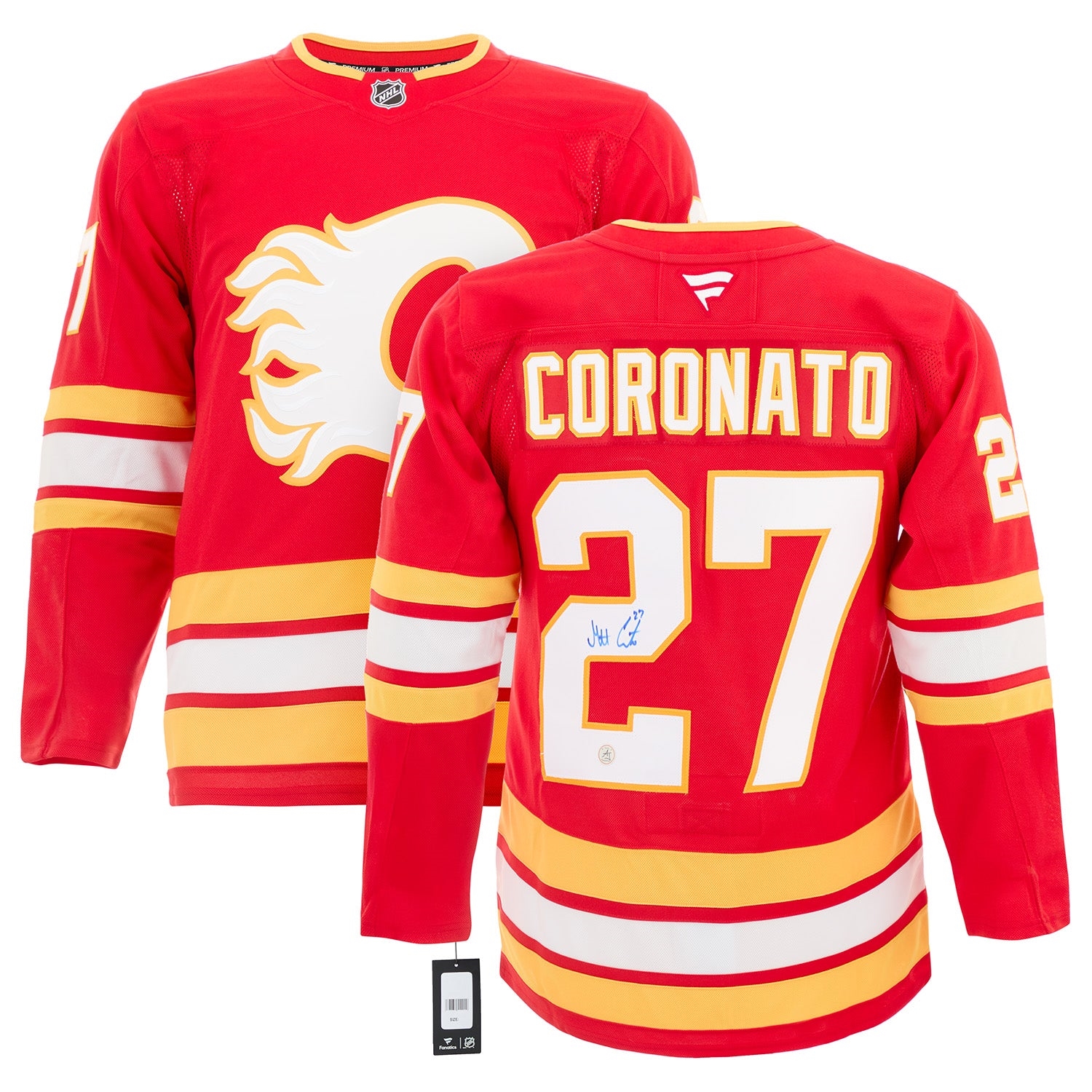 Matt Coronato Autographed Calgary Flames Fanatics Premium Jersey
