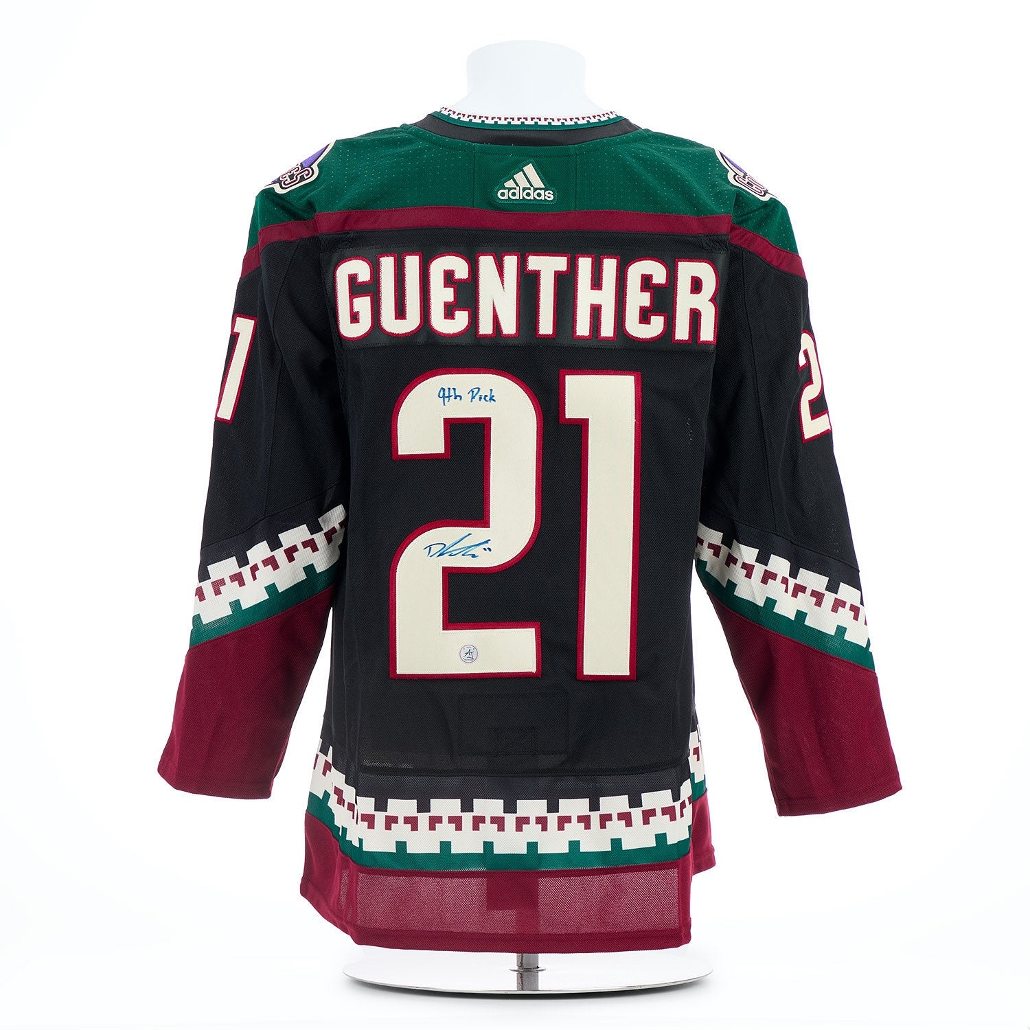 Dylan Guenther Arizona Coyotes Signed Draft Day adidas Jersey with 9th Pick Note