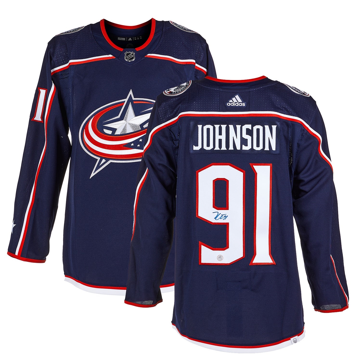 Kent Johnson Autographed Columbus Blue Jackets Blue adidas Jersey