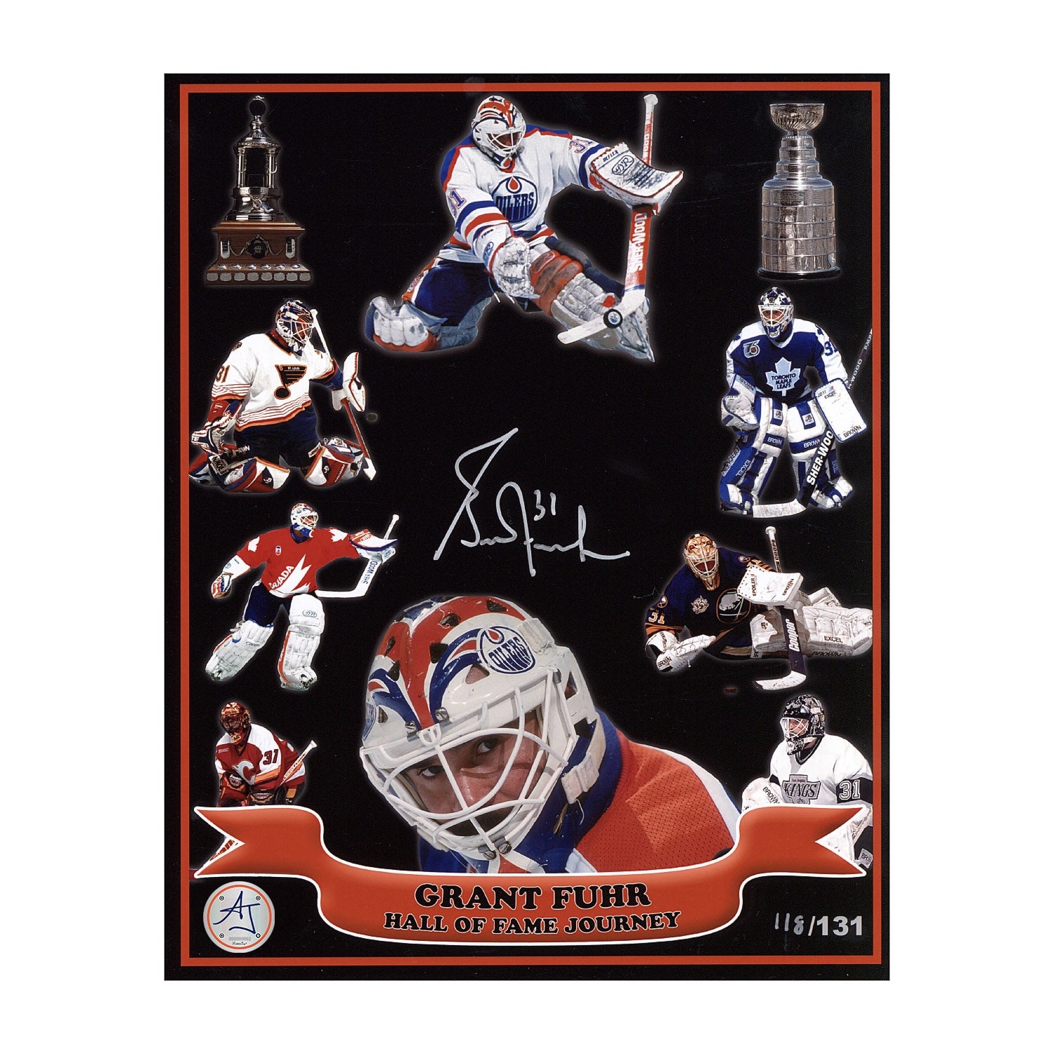 Grant Fuhr Autographed Hockey Hall Of Fame Journey 8x10 Photo