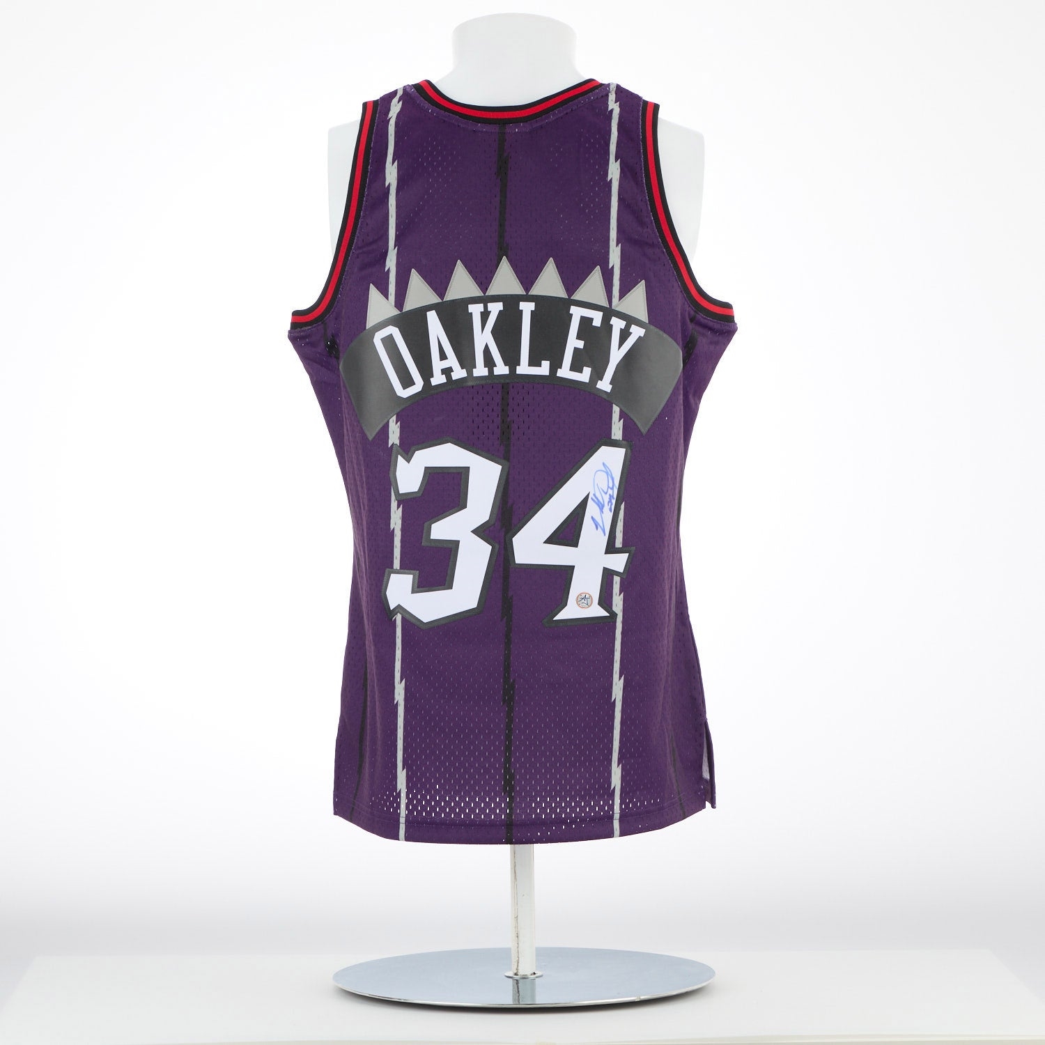 Charles Oakley Signed Toronto Raptors Mitchell & Ness Throwback Jersey