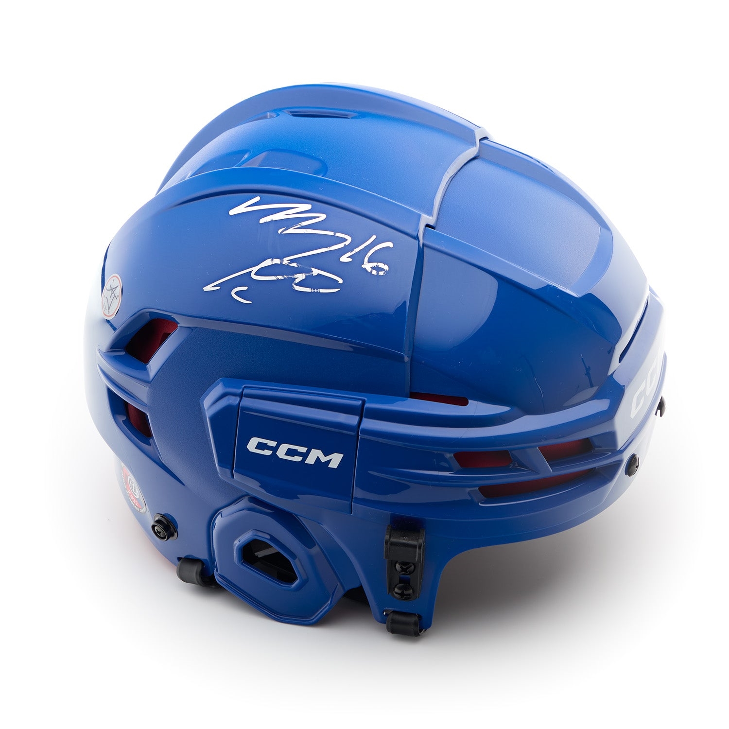 Mitch Marner Autographed Royal Blue CCM Hockey Helmet (Flawed)