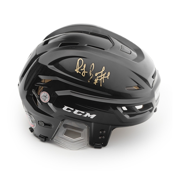 Ray Bourque Autographed Black CCM Hockey Helmet (Flawed)
