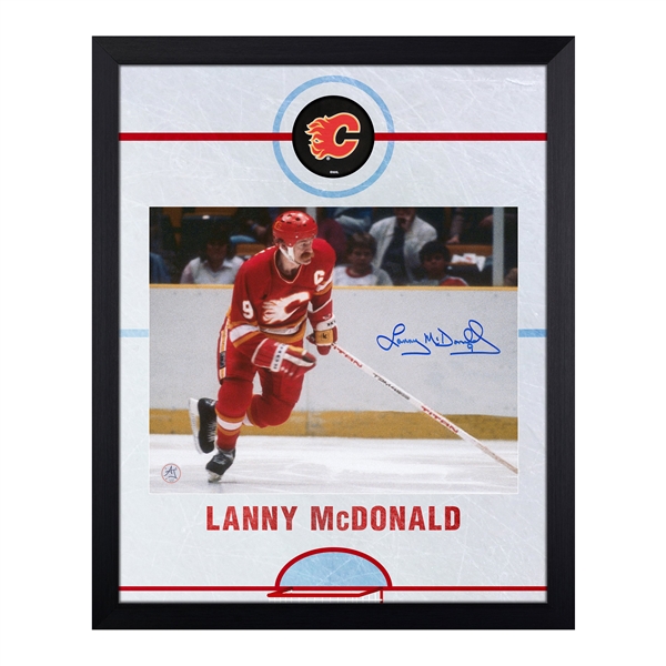 Lanny McDonald Signed Calgary Flames Graphic Rink 19x23 Frame