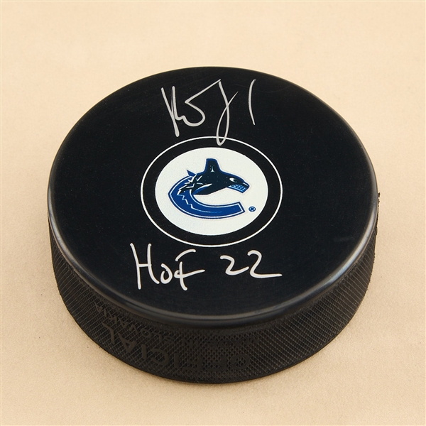Roberto Luongo Autographed Vancouver Canucks Hockey Puck with HOF Note
