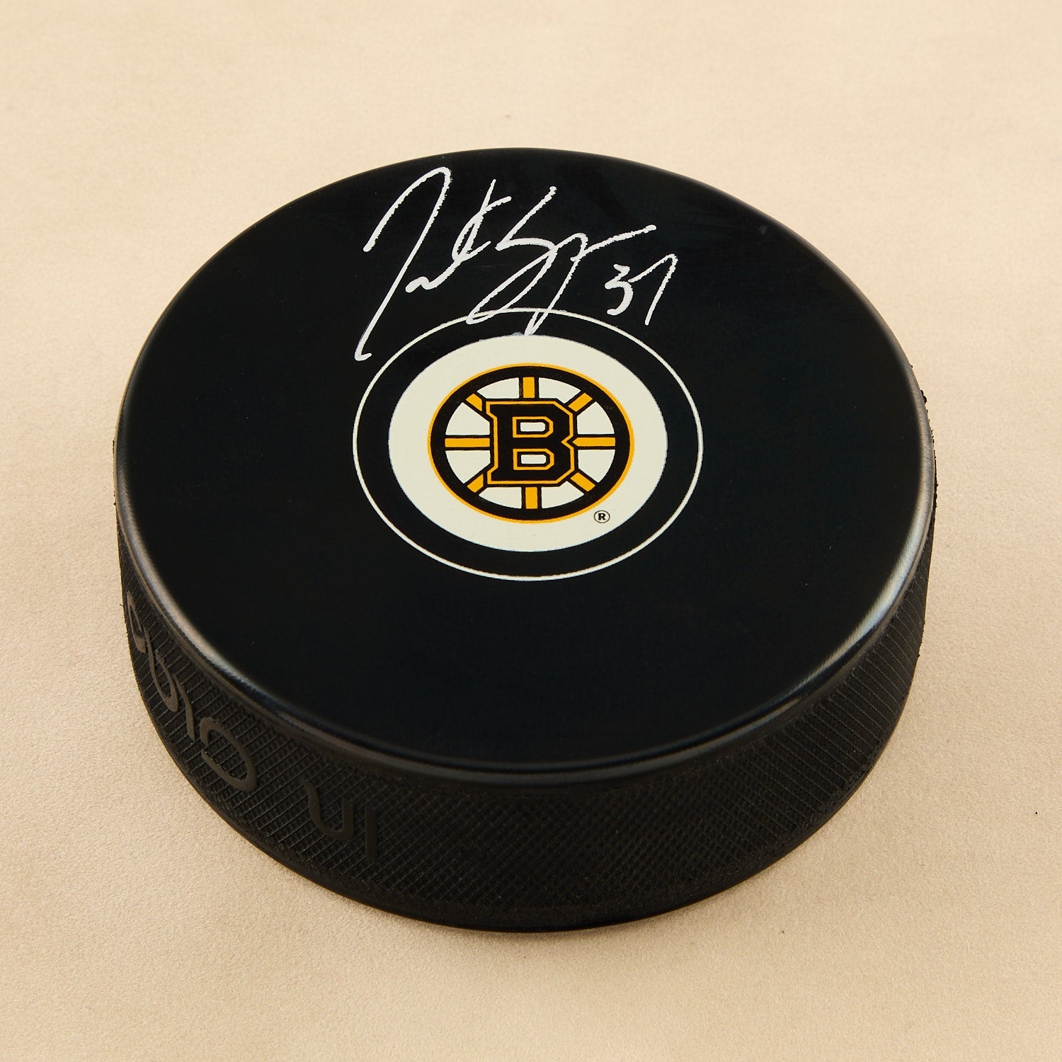 Patrice Bergeron Autographed Boston Bruins Hockey Puck