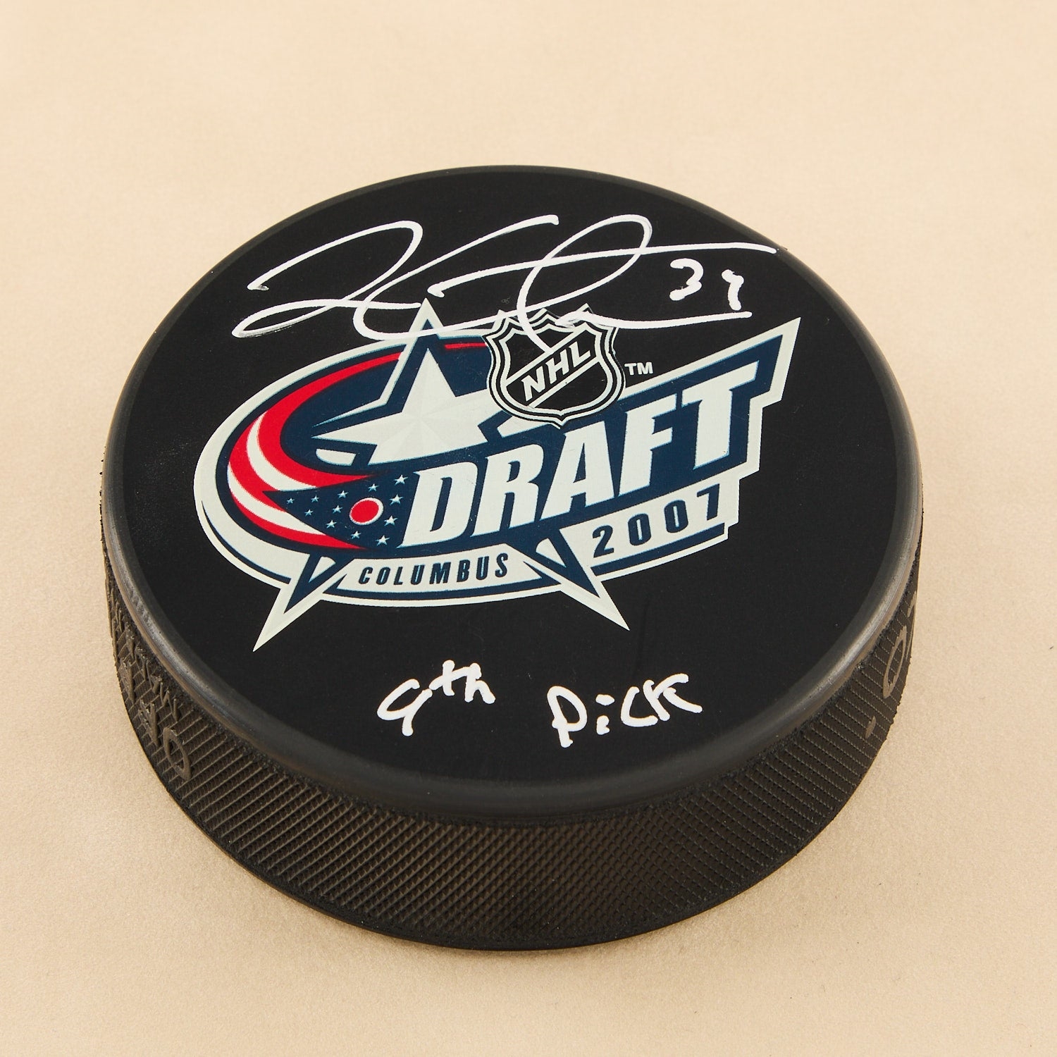 Logan Couture Signed 2007 NHL Entry Draft Puck with 9th Pick Note