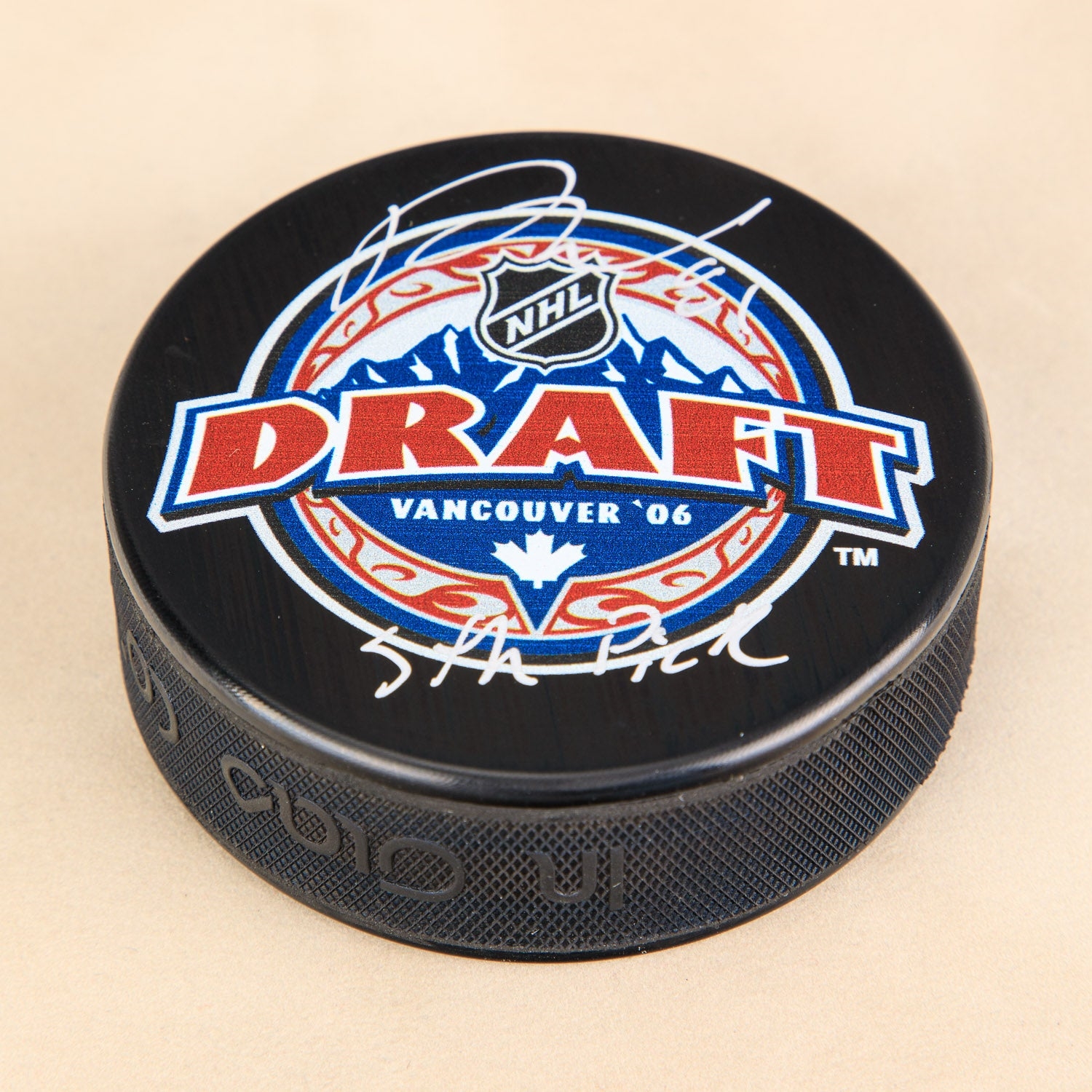 Phil Kessel Signed 2006 NHL Entry Draft Puck with 5th Pick Note
