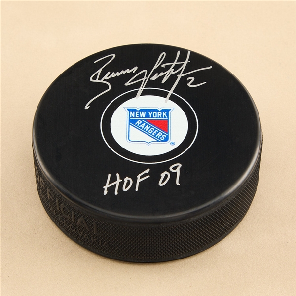 Brian Leetch Autographed New York Rangers Hockey Puck with HOF Note