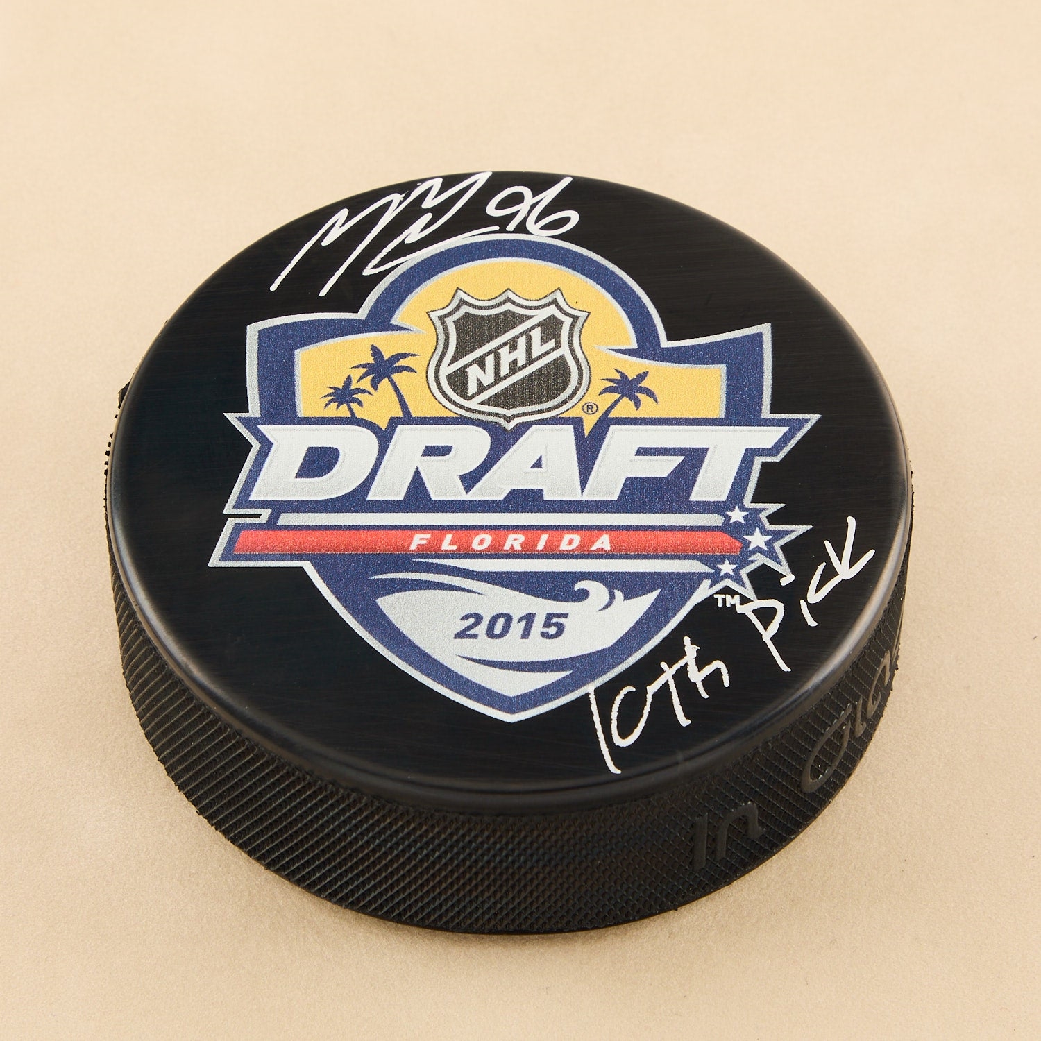 Mikko Rantanen Signed 2015 NHL Entry Draft Puck with 10th Pick Note