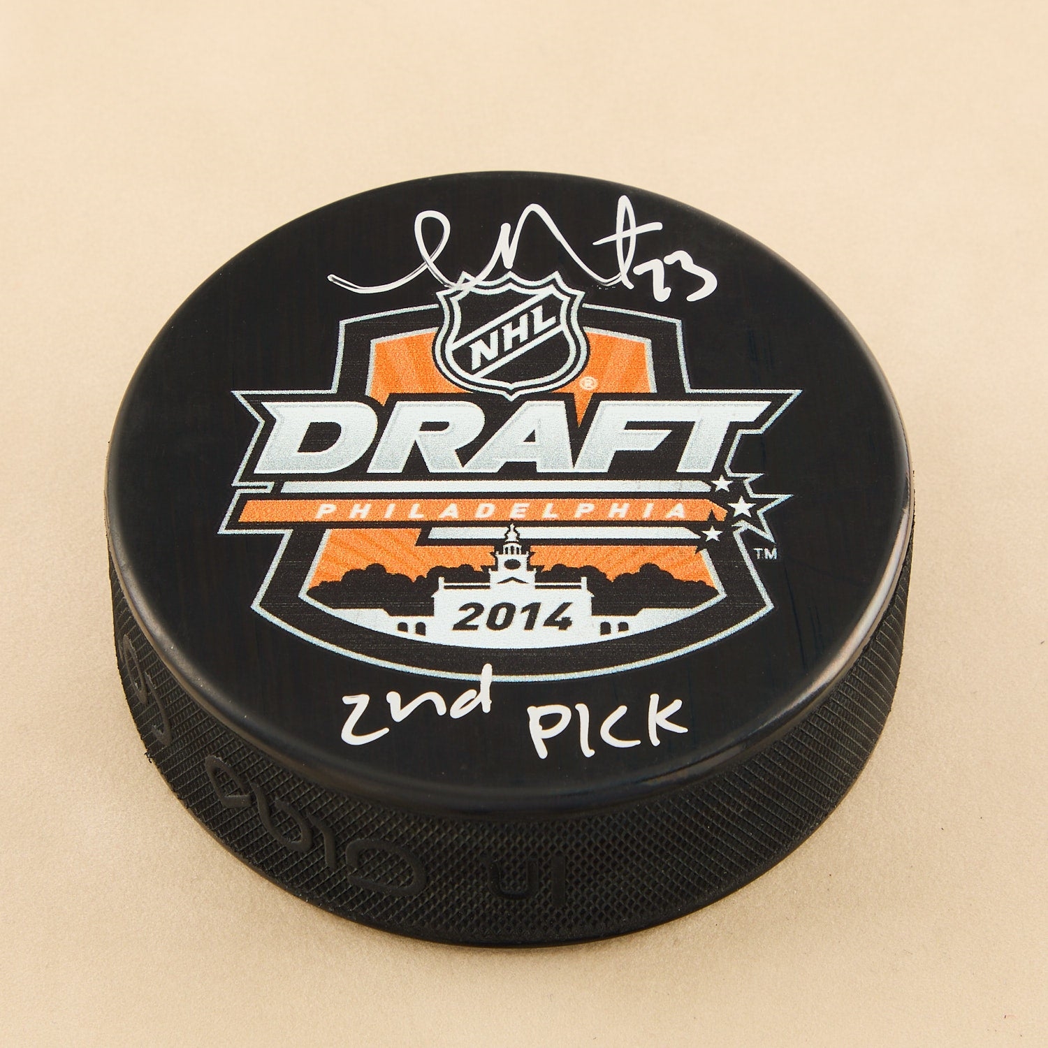 Sam Reinhart Signed 2014 NHL Entry Draft Puck with 2nd Pick Note