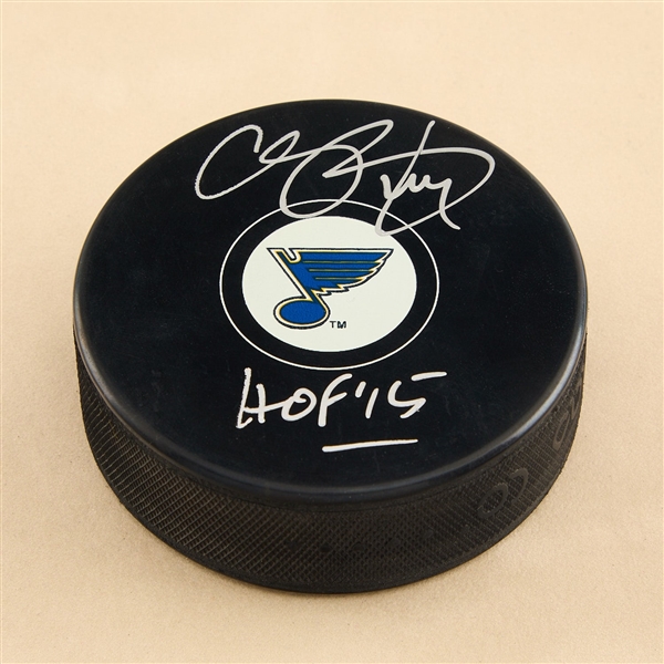 Chris Pronger Autographed St Louis Blues Hockey Puck with HOF Note