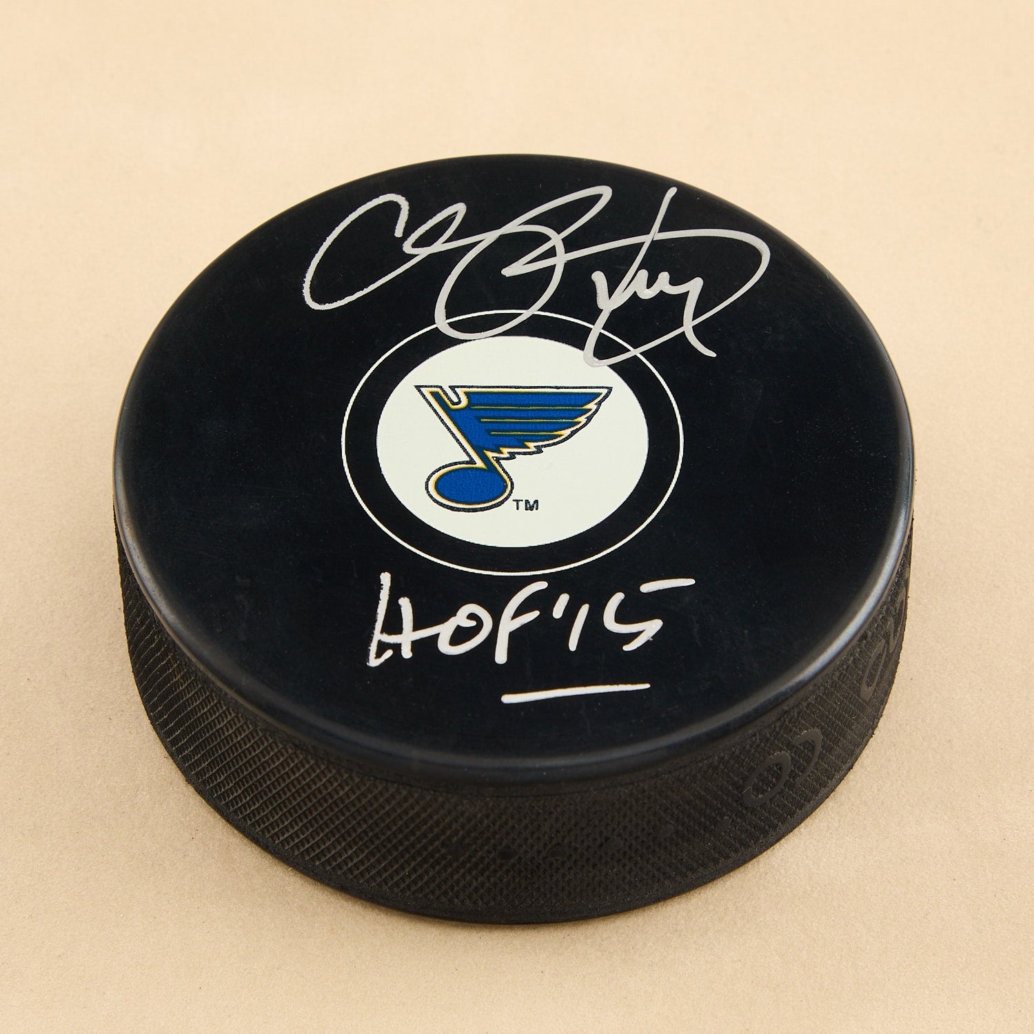 Chris Pronger Autographed St Louis Blues Hockey Puck with HOF Note