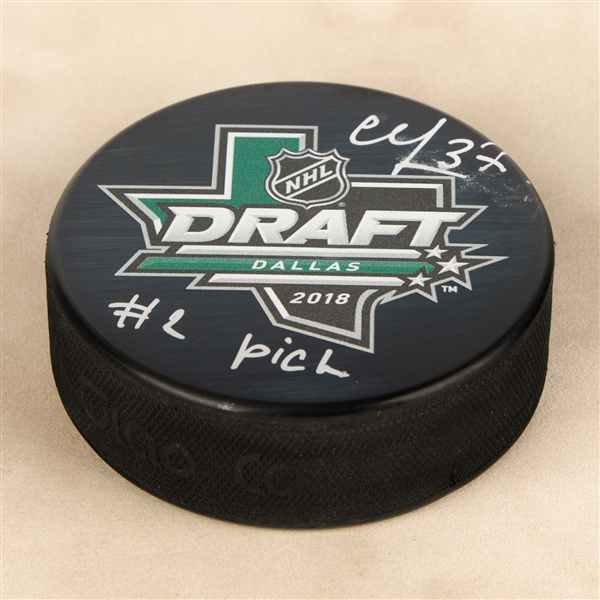 Andrei Svechnikov Signed Entry Draft 2018 NHL Entry Draft Puck (Flawed)